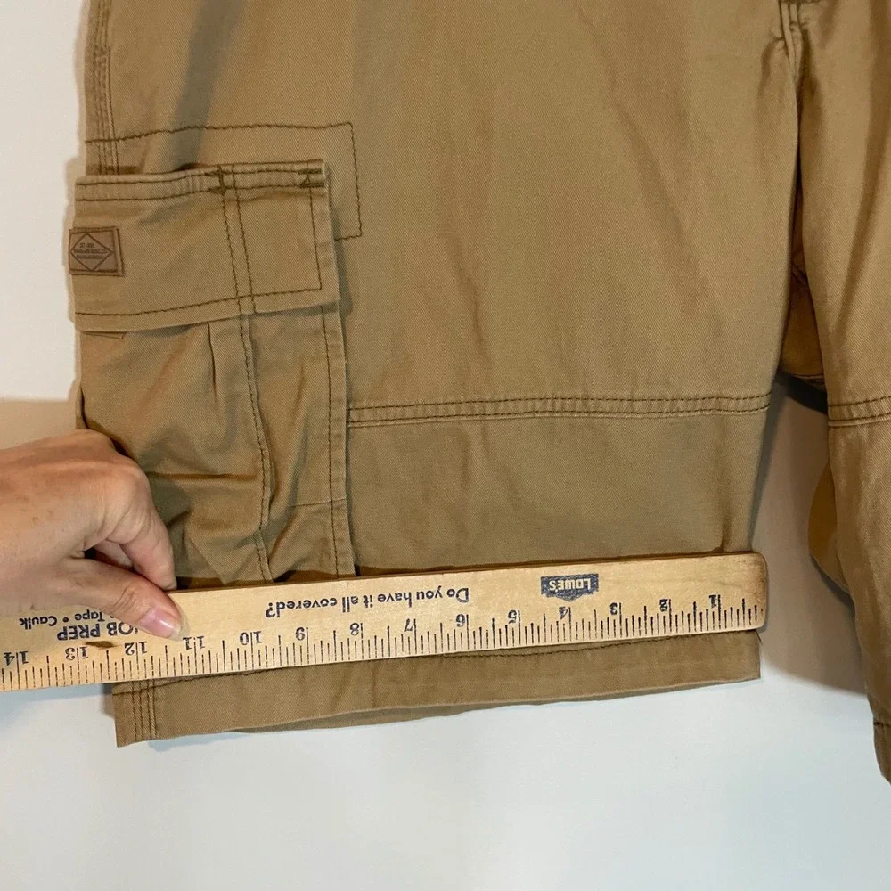 Lee Extreme Motion Mens Cargo Shorts Khaki Tan Size 40 Flexible Waist Gorpcore